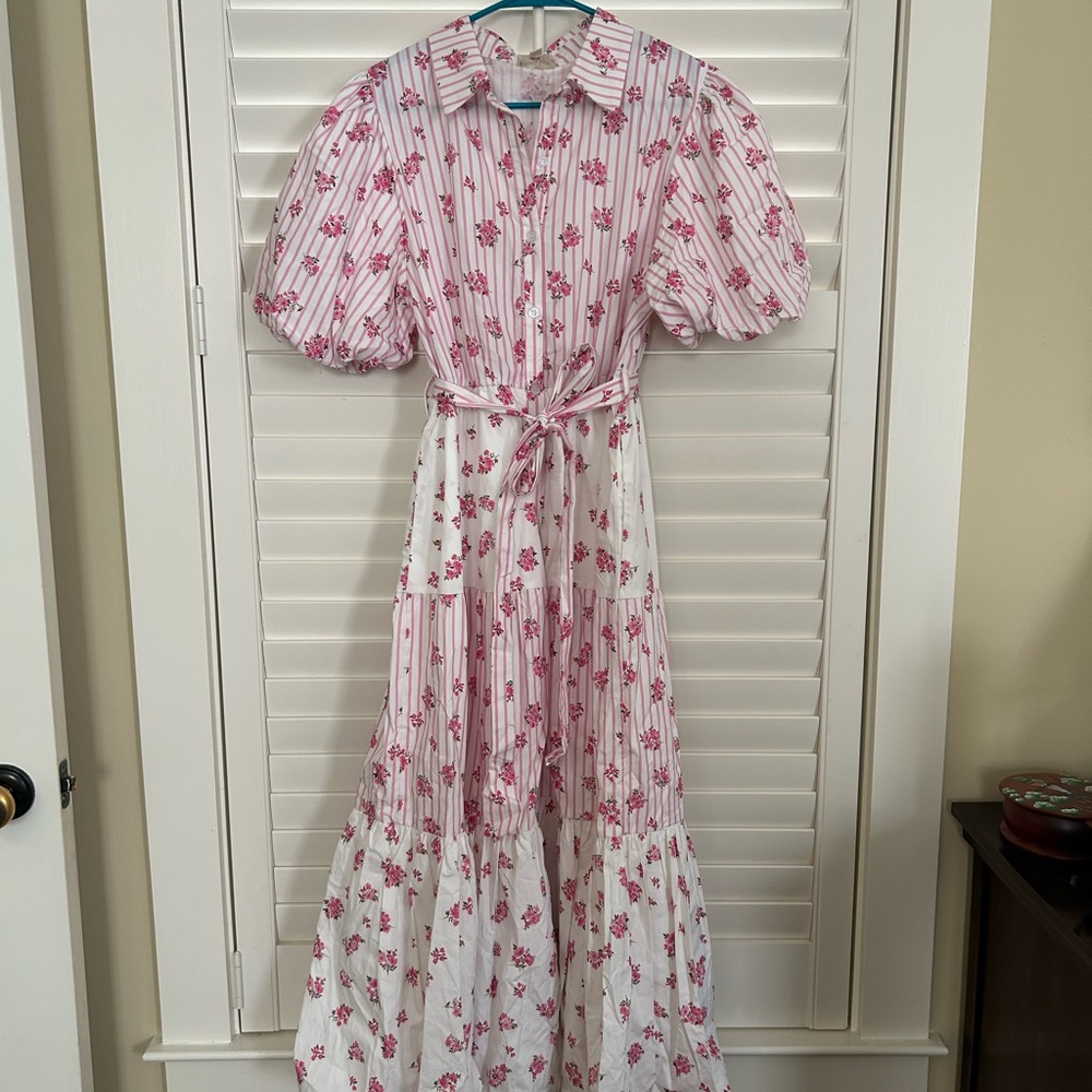 Peach Love California Pink and White Floral Maxi Dress